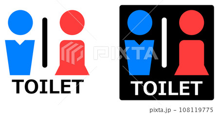男子トイレと女性用メイク室の案内を表示する看板イラスト 男子トイレと女性用メイク室の案内を表示する看板イラスト 108119775