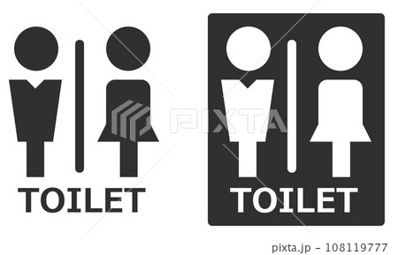男子トイレと女性用メイク室の案内を表示する看板イラスト 男子トイレと女性用メイク室の案内を表示する看板イラスト 108119777