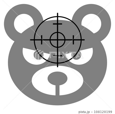 危険動物の熊の急所を狙い猟銃で駆除するイラスト 108120199