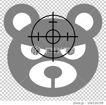 危険動物の熊の急所を狙い猟銃で駆除するイラスト 108120199