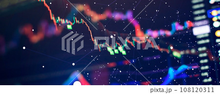 Finance and investment concept. Selective focus. Candle stick graph chart of stock market investment trading. 108120311