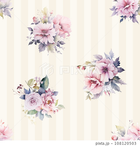 シームレスな水彩花柄のパターン 108120503