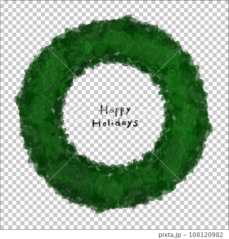 簡單基本的綠色聖誕花環，水彩風格，沒有裝飾 108120982