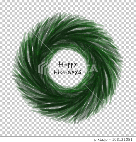 Simple and basic green Christmas wreath with watercolor touch, no decorations 108121081