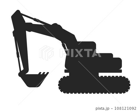 ショベルカーのシルエットのイラスト ショベルカーのシルエットのイラスト 108121092
