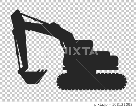 ショベルカーのシルエットのイラスト ショベルカーのシルエットのイラスト 108121092