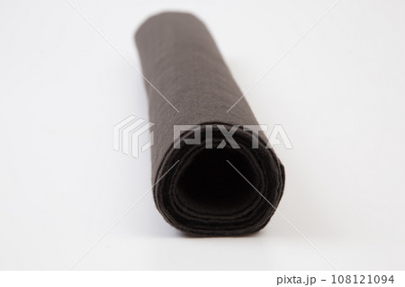 Roll of gray Thick fabric on the white background. 108121094