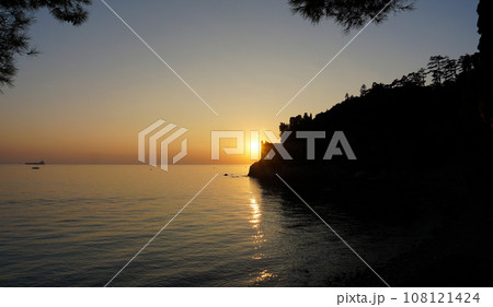 Miramare Castle Garden on a sunset at Trieste, Italy 108121424