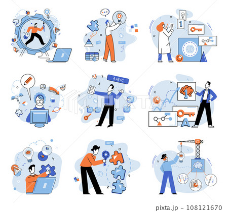 Startup idea. Vector illustration. It is spark ignites imagination, pushing boundaries and challenging status quo Innovators are driven by desire to create something new and transformative Startup idea. Vector illustration. It is spark ignites imagination, pushing boundaries and challenging status quo Innovators are driven by desire to create something new and transformative 108121670