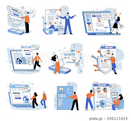 User authorization. Vector illustration. Privacy protection is crucial for maintaining security user data Safety measures should be implemented to safeguard users from online threats User accounts 108121835