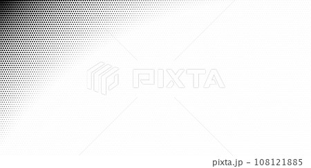 PrintPixel corner with a halftone raster pattern of small black circles on a white background 108121885