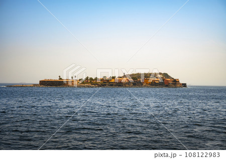 Goree island near Dakar, Senegal, West Africa, viewed from a boat 108122983