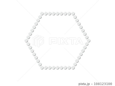 白いパールの六角形のフレームイラスト 108123100