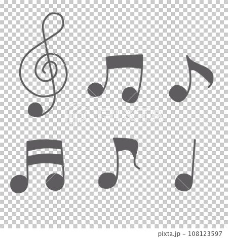 各種音符的簡單手繪插圖 108123597