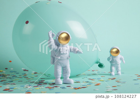 a cosmonaut couple exploring a new planet. 108124227