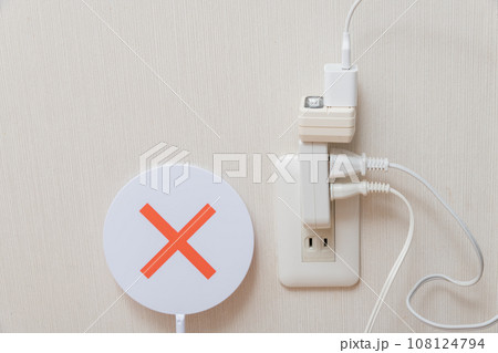 【コンセントを沢山差した、たこ足配線】 【コンセントを沢山差した、たこ足配線】 108124794