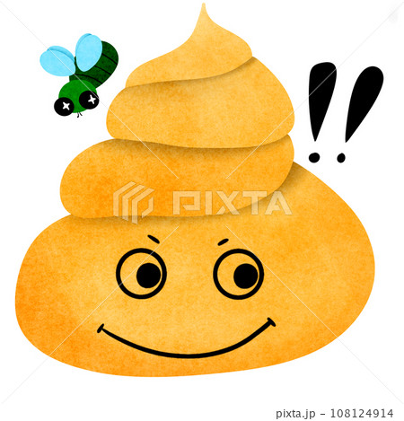 Illustration of Uji or yellow shitthere are green-headed flies answering with emoticons showing 108124914