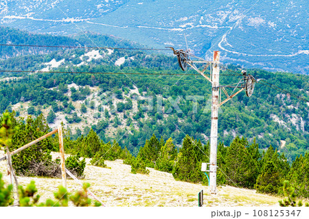 Ski lift in mountains, Mont Ventoux in France 108125347