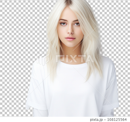 Fashion white minimalist background with model girl 108125564