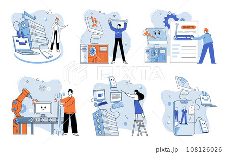 System administrator. Vector illustration. Directors ensure effective governance and regulation within organization Supportive executives provide assistance and support to their teams to achieve 108126026