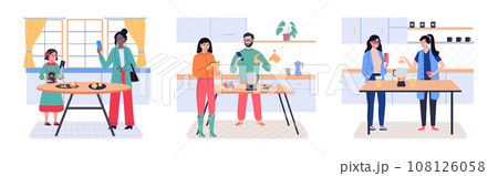 Using phone. Vector illustration. Mobile devices provide internet access on go Cellphones have become popular means communication People use their mobile phones to access cyberspace The network Using phone. Vector illustration. Mobile devices provide internet access on go Cellphones have become popular means communication People use their mobile phones to access cyberspace The network 108126058
