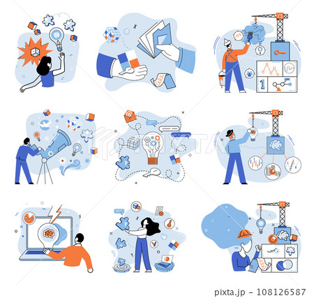Creative thinking. Vector illustration. In realm creative thinking, learning is endless journey It is path winds through valleys understanding, embracing peaks wisdom Learning is key unlocks doors 108126587