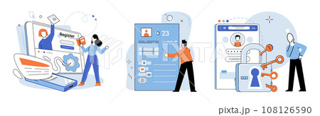 Authentication. Vector illustration. The user interface should prioritize security without compromising usability Users must authenticate themselves to gain access to their accounts Authorization Authentication. Vector illustration. The user interface should prioritize security without compromising usability Users must authenticate themselves to gain access to their accounts Authorization 108126590