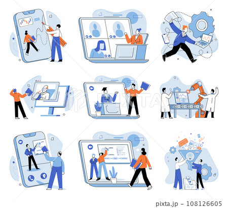 Video conference. Vector illustration. Technology has revolutionized communication through video calls and conferences Video calls have become integral part our digital communication landscape 108126605