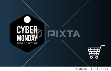 Cyber Monday Sale Online Shopping Concept with Digital Devices, Shopping Bag, and Discounts banner. Vector template for background, banner, card, poster design. Cyber Monday Sale Online Shopping Concept with Digital Devices, Shopping Bag, and Discounts banner. Vector template for background, banner, card, poster design. 108126954