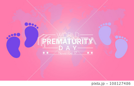 World Prematurity Day Vector Illustration with Tiny Newborn and Caring Hands. Vector template for background, banner, card, poster design. 108127486