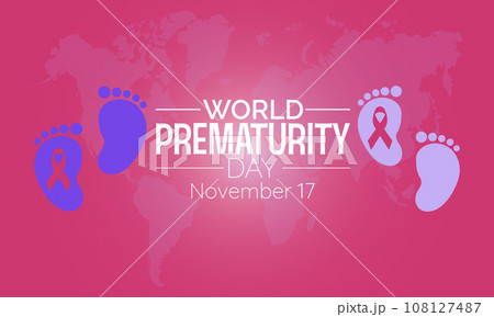 World Prematurity Day Vector Illustration with Tiny Newborn and Caring Hands. Vector template for background, banner, card, poster design. 108127487