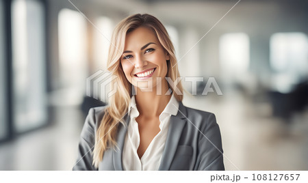 Smiling businesswoman in office 108127657