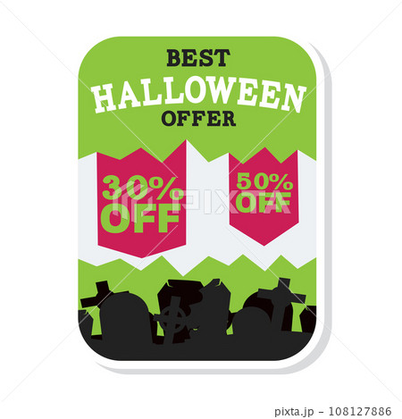 Halloween discount sticker Creepy label Vector 108127886