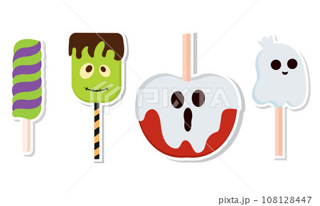 Set of cute halloween candies icons Vector 108128447
