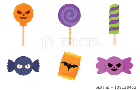 Set of cute halloween candies icons Vector 108128452