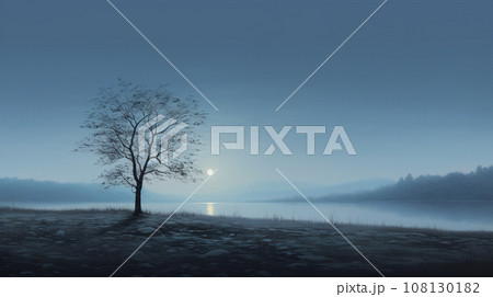 Generative Ai Illustration. Misty tree landscape. High quality photo 108130182