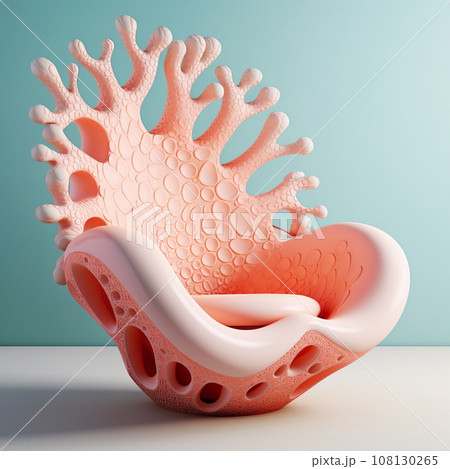 Coral shape chair. Generative Ai Illustration 108130265