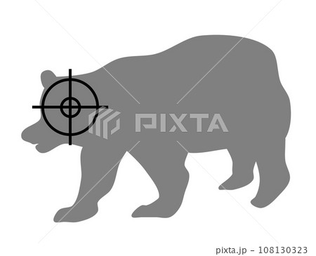 危険動物の熊の急所を狙い猟銃で駆除するイラスト 危険動物の熊の急所を狙い猟銃で駆除するイラスト 108130323