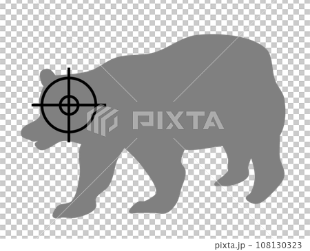 危険動物の熊の急所を狙い猟銃で駆除するイラスト 危険動物の熊の急所を狙い猟銃で駆除するイラスト 108130323