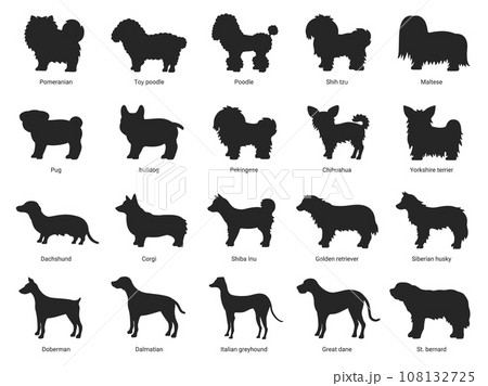犬のシルエットのイラストセット 108132725