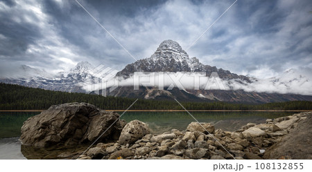 Mountain on a cloudy day in Banff National Park, Canada along the Icefields Parkway Mountain on a cloudy day in Banff National Park, Canada along the Icefields Parkway 108132855