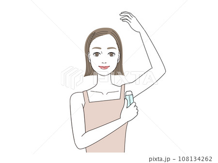 脇にロールオンタイプの制汗剤を塗る女性 108134262