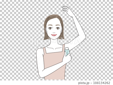 脇にロールオンタイプの制汗剤を塗る女性 108134262