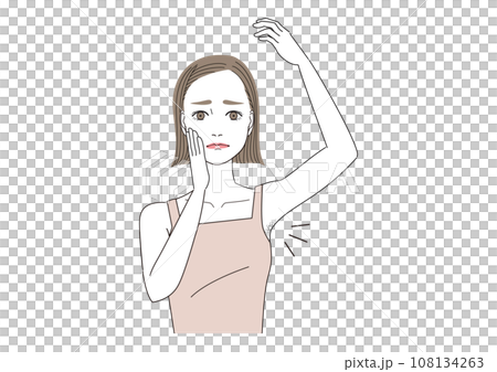 わき毛、脇のムダ毛に悩んでいる女性 わき毛、脇のムダ毛に悩んでいる女性 108134263