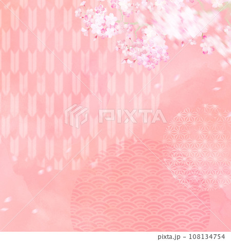 桜と和柄のかわいい背景 桜と和柄のかわいい背景 108134754