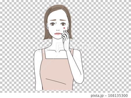 臉頰長了一個大疙瘩的女人 臉頰長了一個大疙瘩的女人 108135300