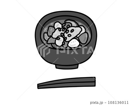 さつま汁・郷土料理・鹿児島・モノクロ 108136011