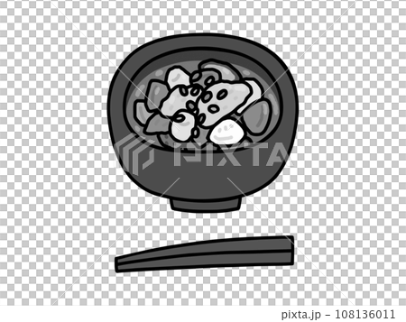 さつま汁・郷土料理・鹿児島・モノクロ 108136011