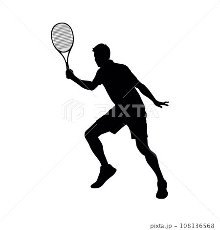 Tennis silhouettes, tennis player man, male sports person in silhouette, tennis element Tennis silhouettes, tennis player man, male sports person in silhouette, tennis element 108136568