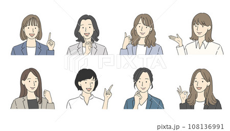 働く女性の様々なポーズイラストセット 働く女性の様々なポーズイラストセット 108136991
